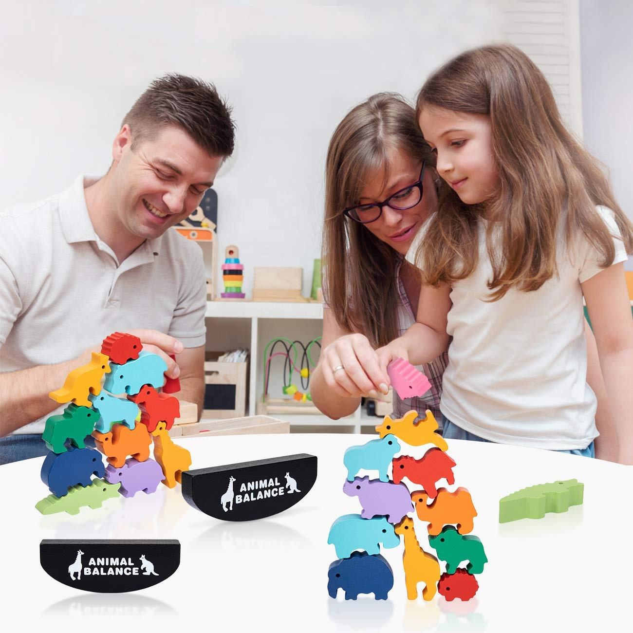 Animal Balance Toy Wooden Toy Preschool Early Learning Children Montessori Wooden Animal Balance Dinosaur Animal Balance Game (6)