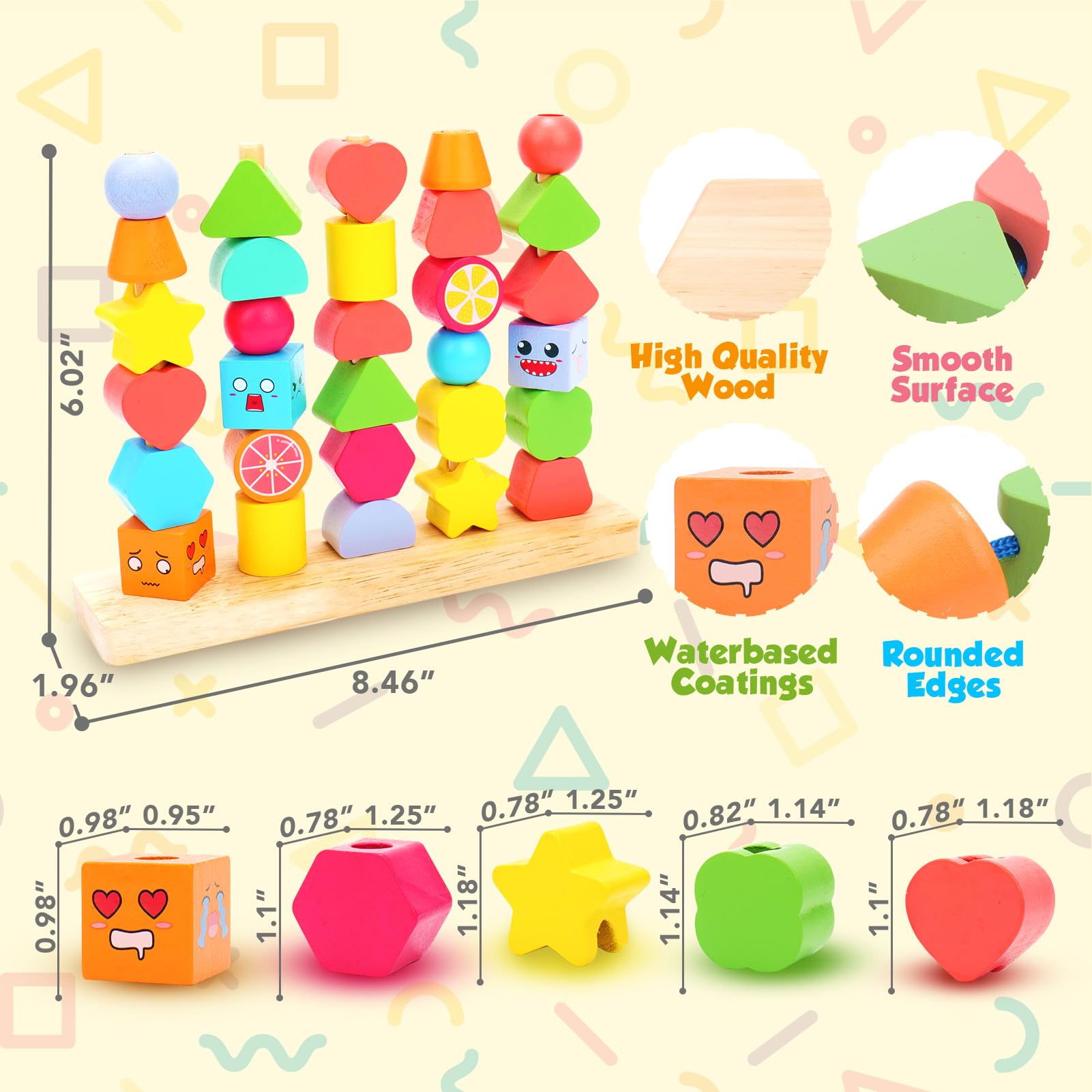 Bead Montessori Toys Wooden Preschool Learning Toys Lacing Beads Toy for Kids