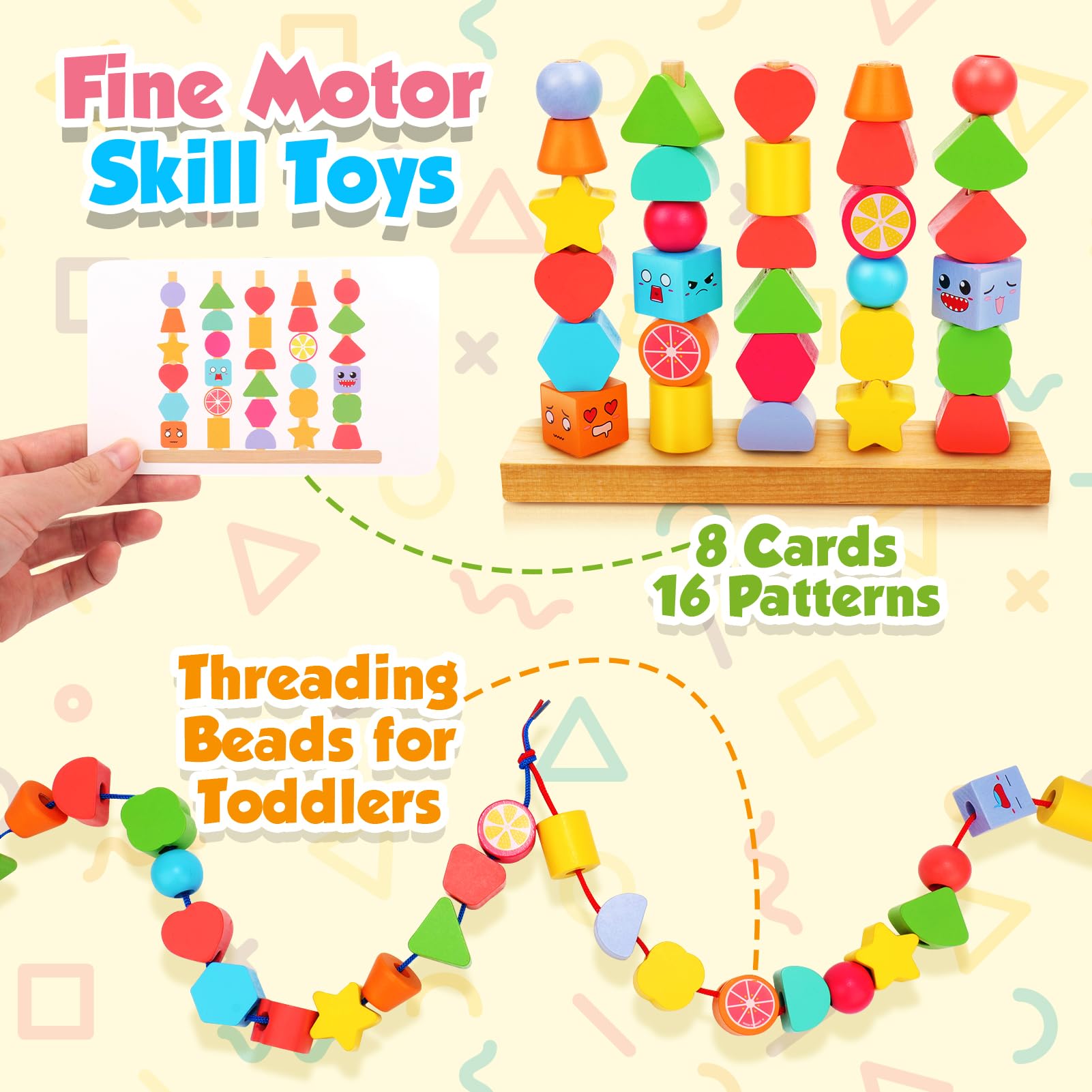 Bead Montessori Toys Wooden Preschool Learning Toys Lacing Beads Toy for Kids