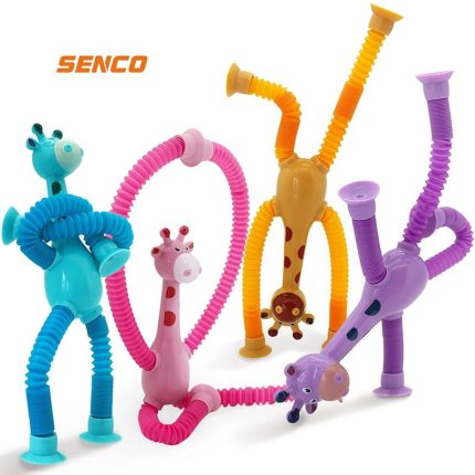 Fidget Tubes Sensory Toys Led Telescopic Suction Cup Giraffe Toy Shape Changing Telescopic Tube Fidget Toys For Girls Boys