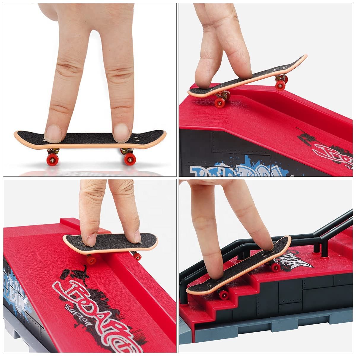 Finger Skateboard Park Skate Ramp Custom Logo Skate Park Kit Finger Skateboard Ramp Professional Finger Skateboard (4)