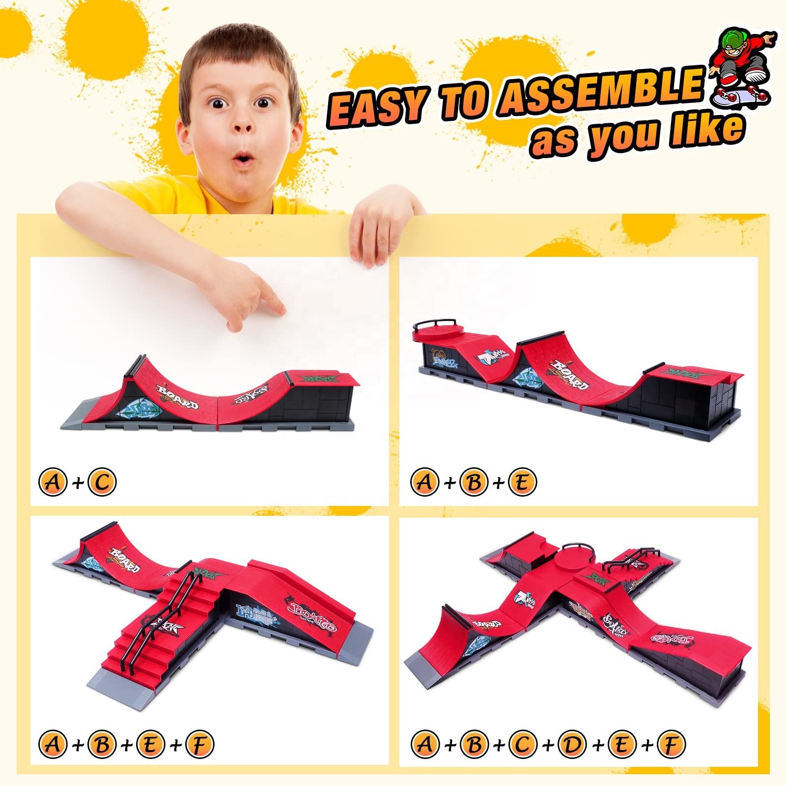 Finger Skateboard Park Skate Ramp Custom Logo Skate Park Kit Finger Skateboard Ramp Professional Finger Skateboard (9)