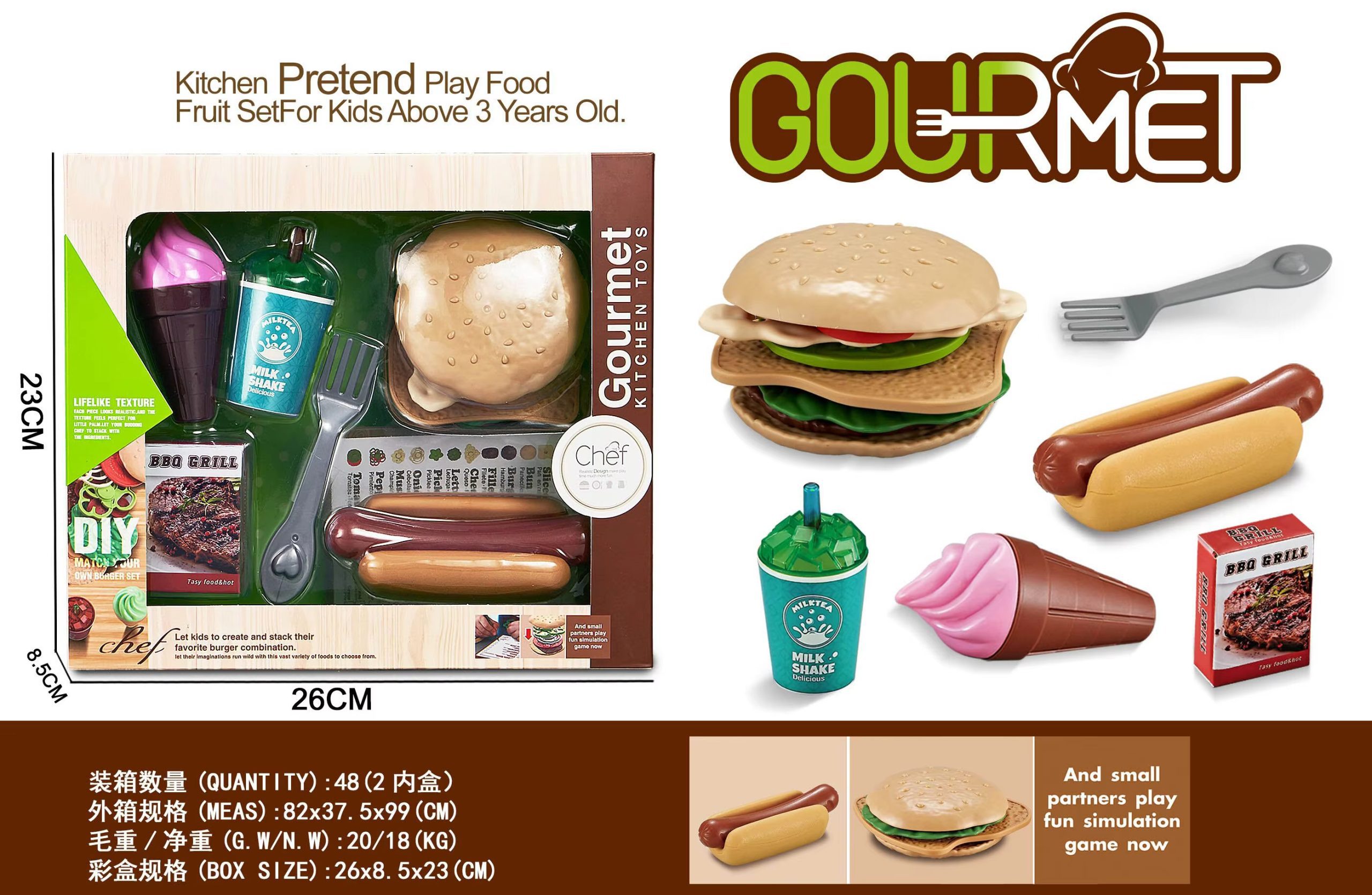 Hamburger Simulation Food Toy Children Cooking Set Simulation Dessert Plastic Fast Food Role Game Kitchen Pretend Play (1)