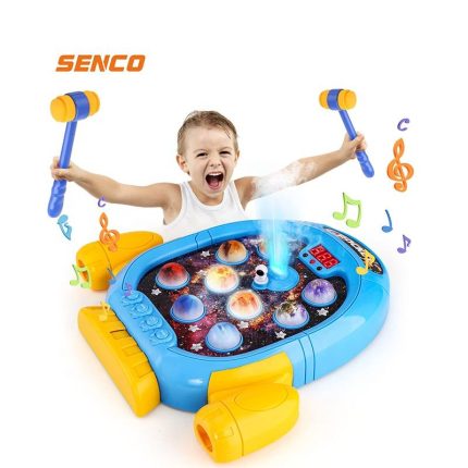 Hammering Pounding Toy Interactive Whack A Mole Game Electric Cartoon Space Theme Game Toy Early Educational Toy Toddler Play