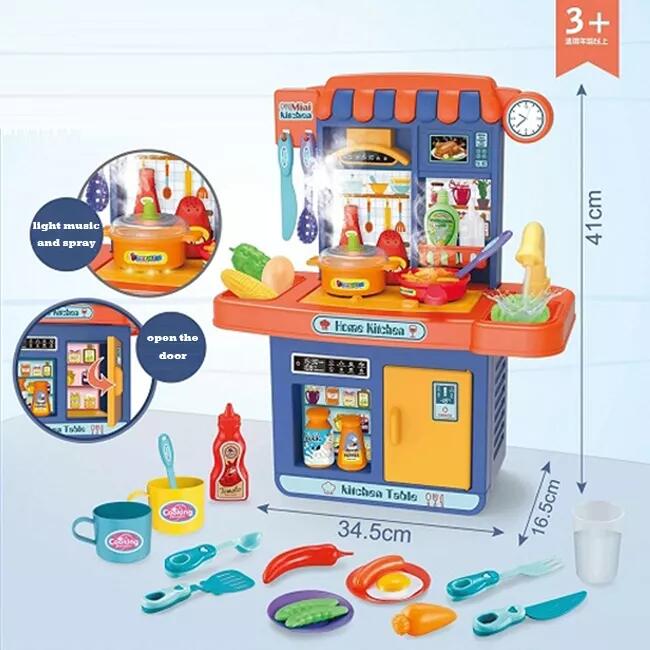 Kitchen Set Toy Lovely Pretend Play Toys Cooking Table Spray Water Spray Mist Kids With Light And Music (5)