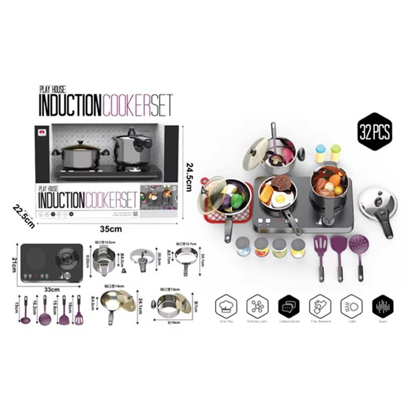 Kitchenware Set Cooking Toys Stainless Steel Pretend Play Toys Tableware Playhouse Kids Kitchen Set Toy With Light (8)