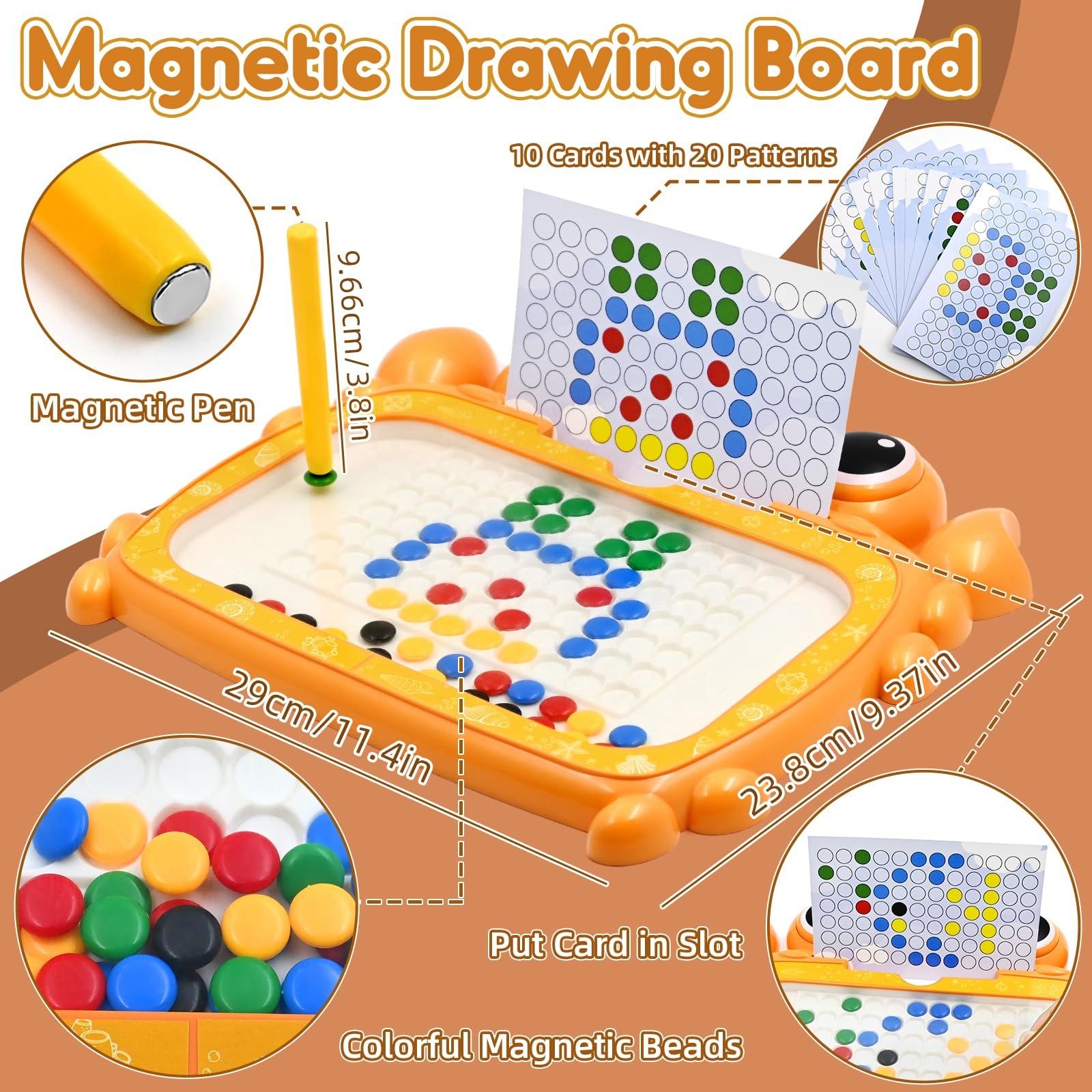 Magnetic Tablet Colorful Beads Drawing Board Crab-Shaped Magnetic Drawing Board Learning Educational Kids Toys (10)