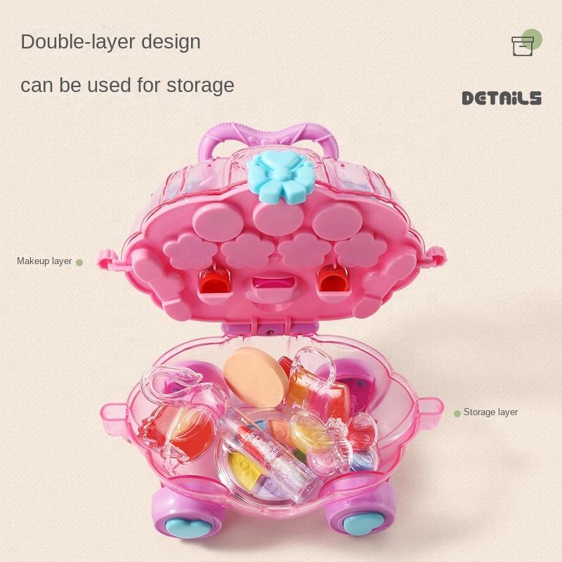 Makeup Play Set Toys Kids Pumpkin Cart Cosmetic Set Children's Cosmetics Toy Girl Beauty Nail Polish Play Set Toys (10)