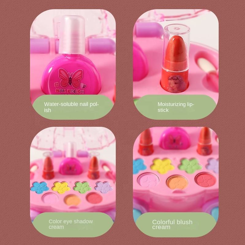 Makeup Play Set Toys Kids Pumpkin Cart Cosmetic Set Children's Cosmetics Toy Girl Beauty Nail Polish Play Set Toys (13)