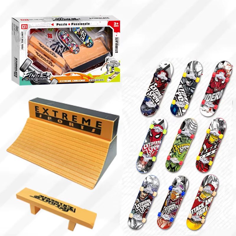 Mini Finger Skate Toys Custom Fingerboards Mini Skateboard Park Toy Finger Skateboard Toys Ramps Set (34)
