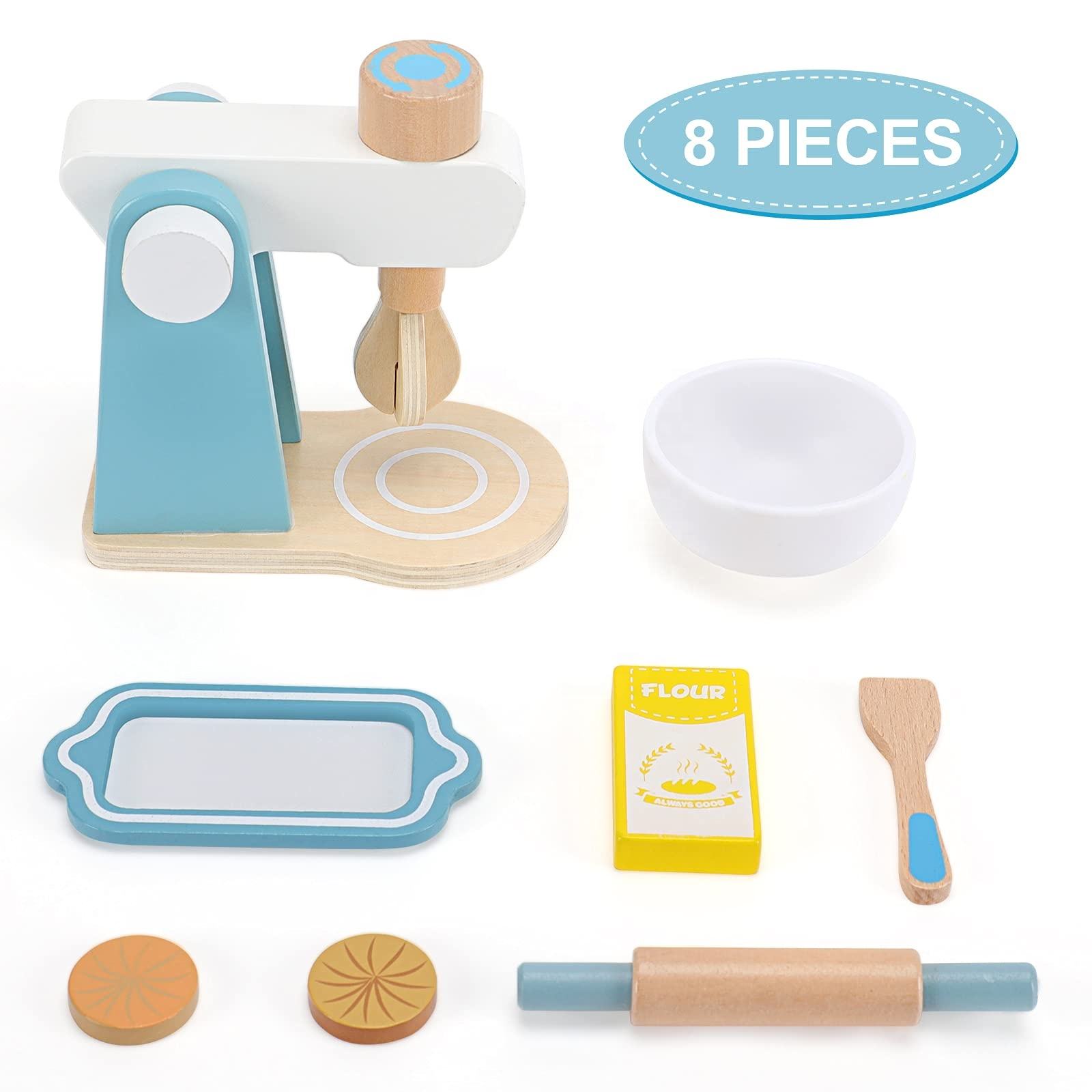 Mixer Wooden Toy Montessori Mixer Set Early Education Wooden Kitchen Toy Accessories Wood Toys For Kids (2)