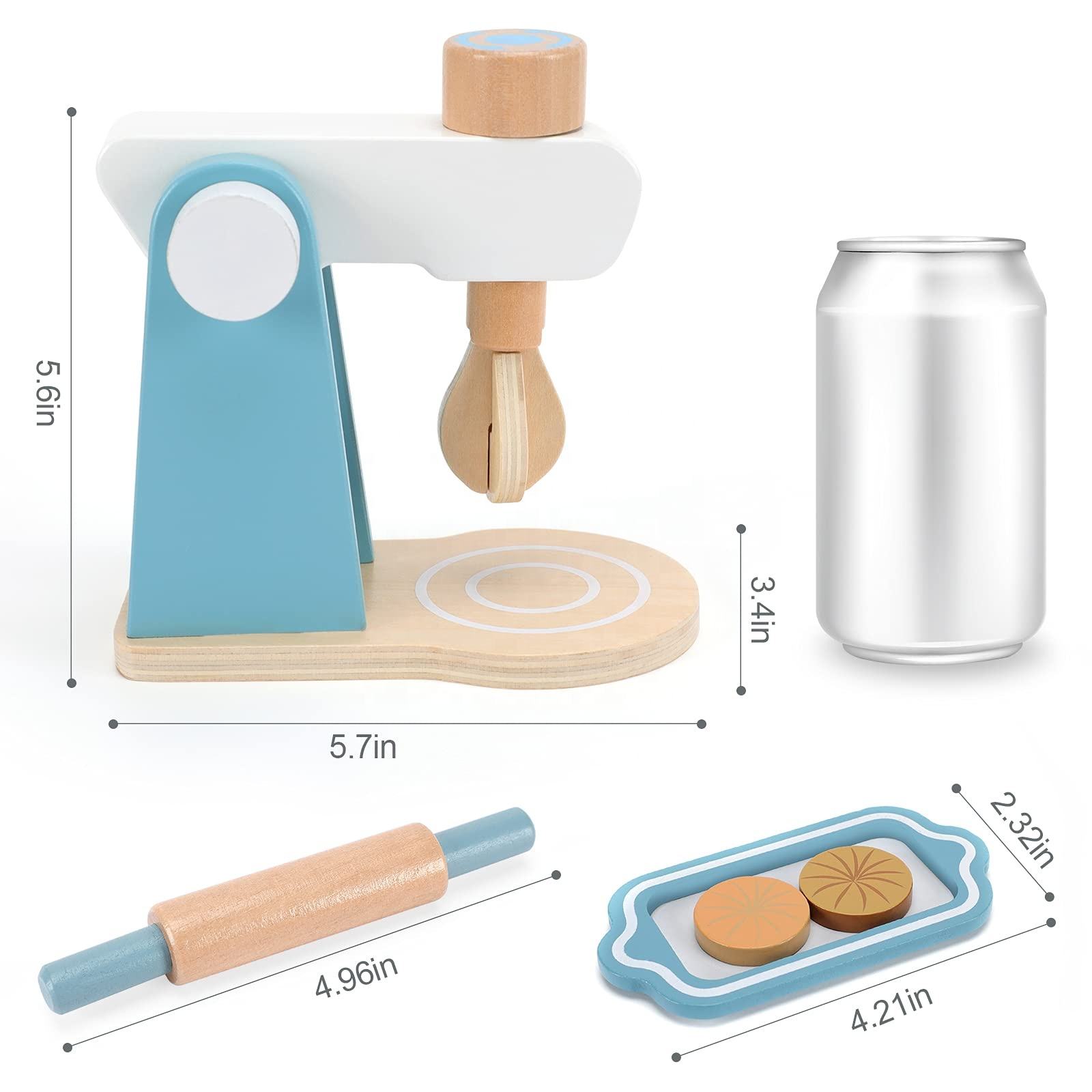 Mixer Wooden Toy Montessori Mixer Set Early Education Wooden Kitchen Toy Accessories Wood Toys For Kids (3)