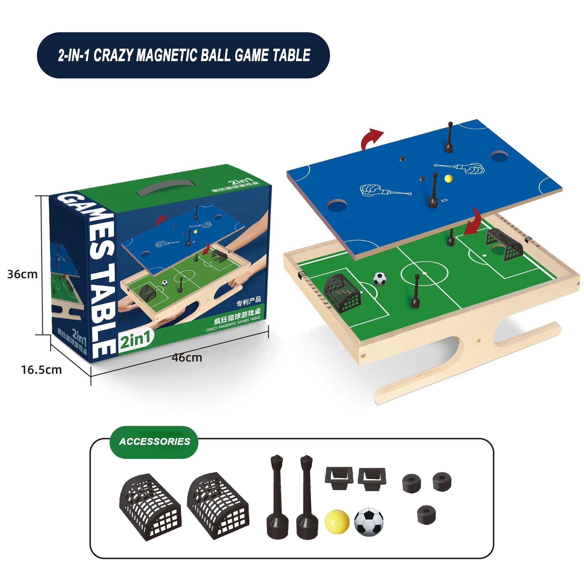 Sport Desktop Games Set Indoor Party Toys Unique Magnetic Football Play Game Solid Wooden Table Soccer Hockey (11)