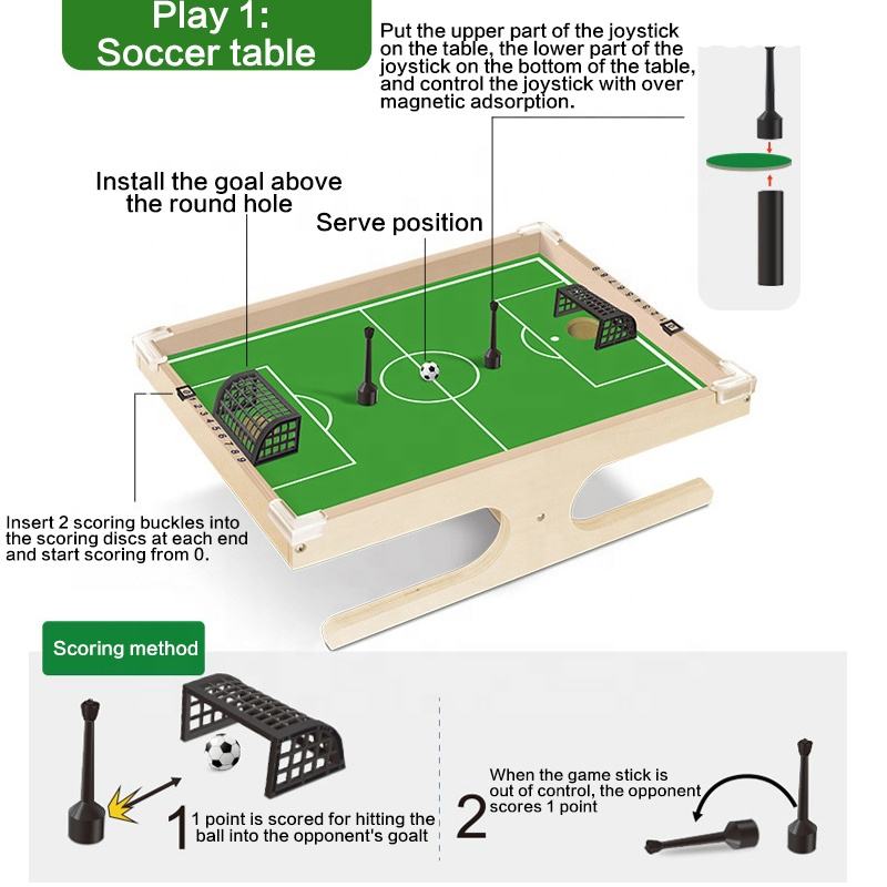 Sport Desktop Games Set Indoor Party Toys Unique Magnetic Football Play Game Solid Wooden Table Soccer Hockey (8)