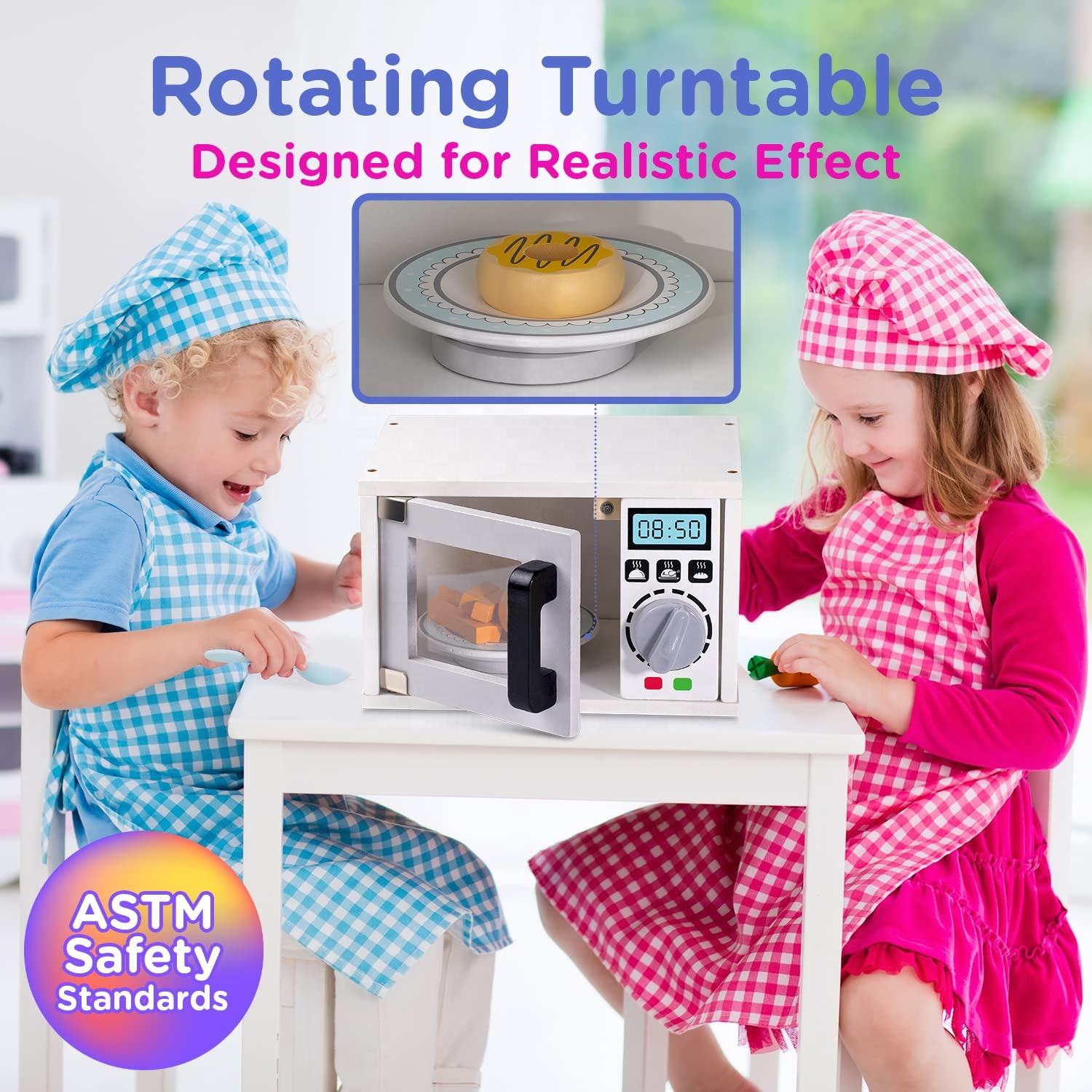 Wood Microwave Oven Play Toaster Wooden Kitchen Play Set Kitchen Accessories