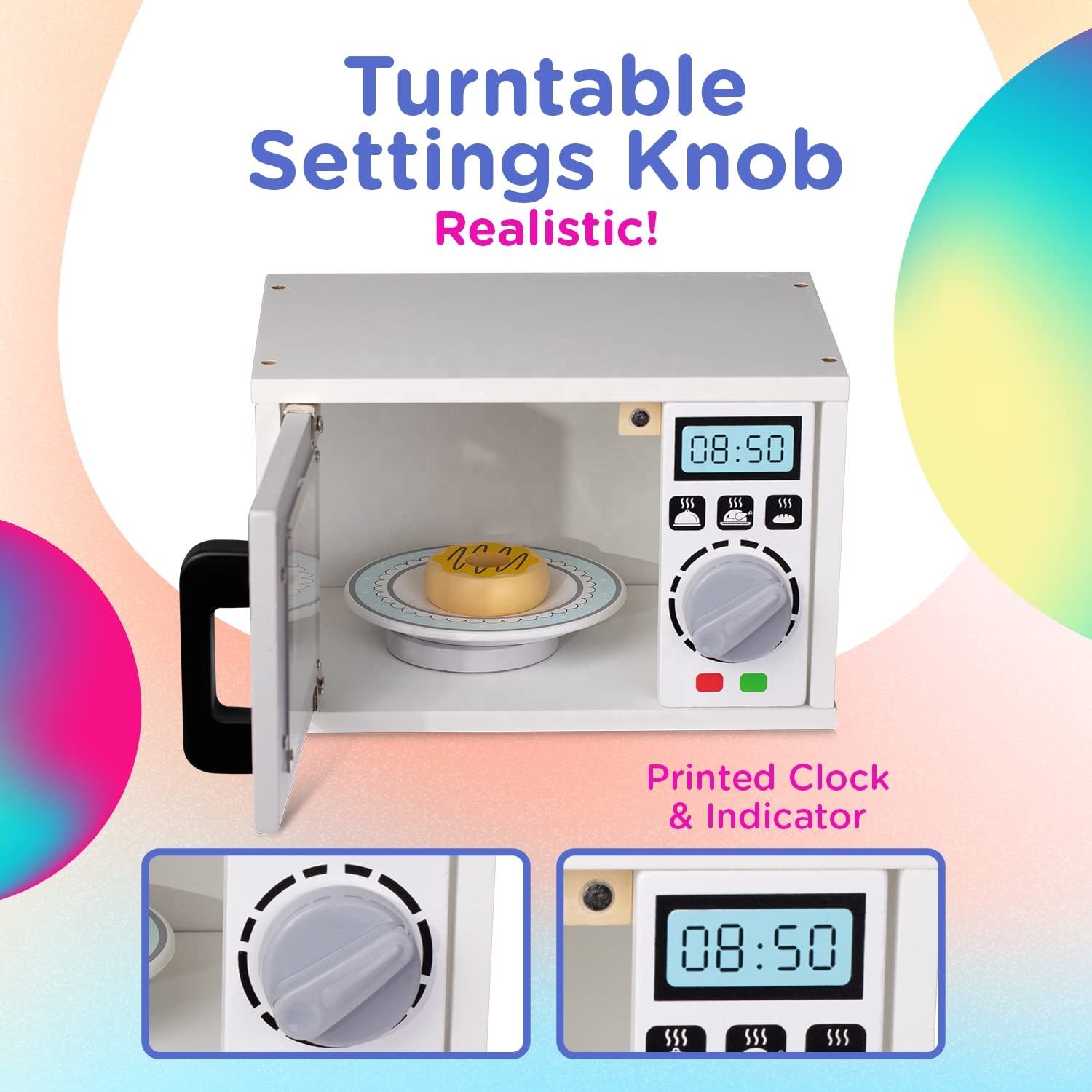 Wood Microwave Oven Play Toaster Wooden Kitchen Play Set Kitchen Accessories