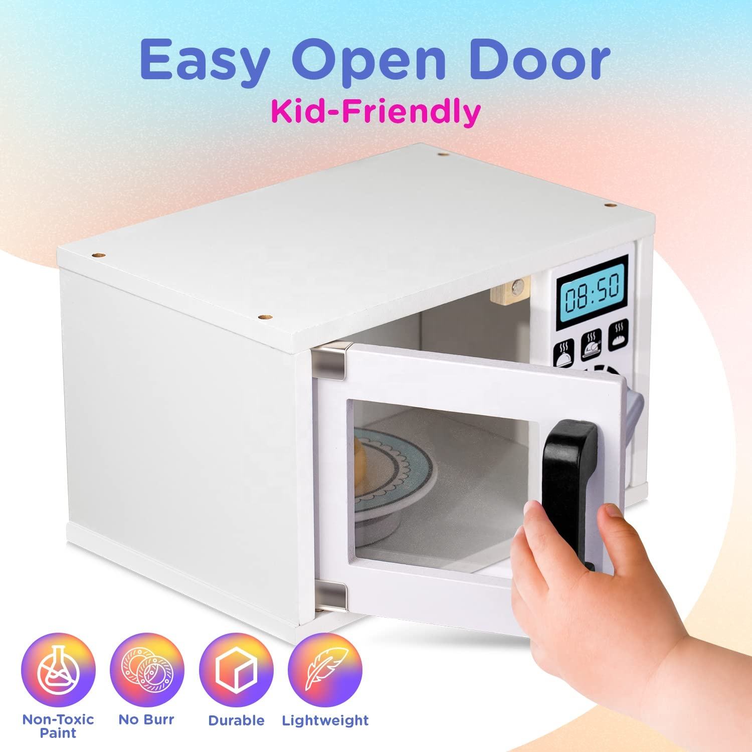 Wood Microwave Oven Play Toaster Wooden Kitchen Play Set Kitchen Accessories