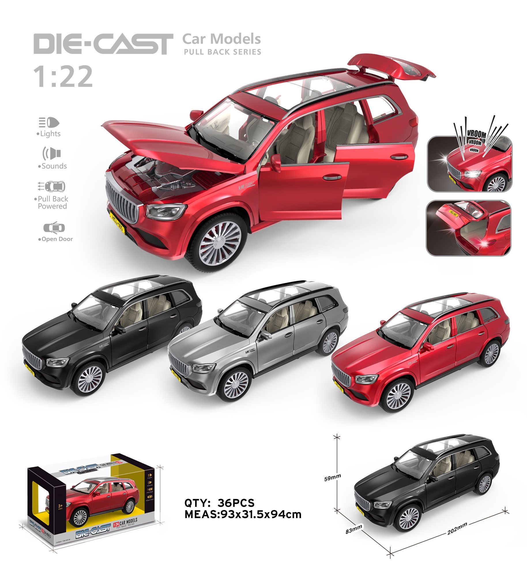 Alloy Car Model Vibration Absorber Sound Lights Classic Vehicles Collection Decoration Die-Cast Alloy Model Pull-Back Car (2)