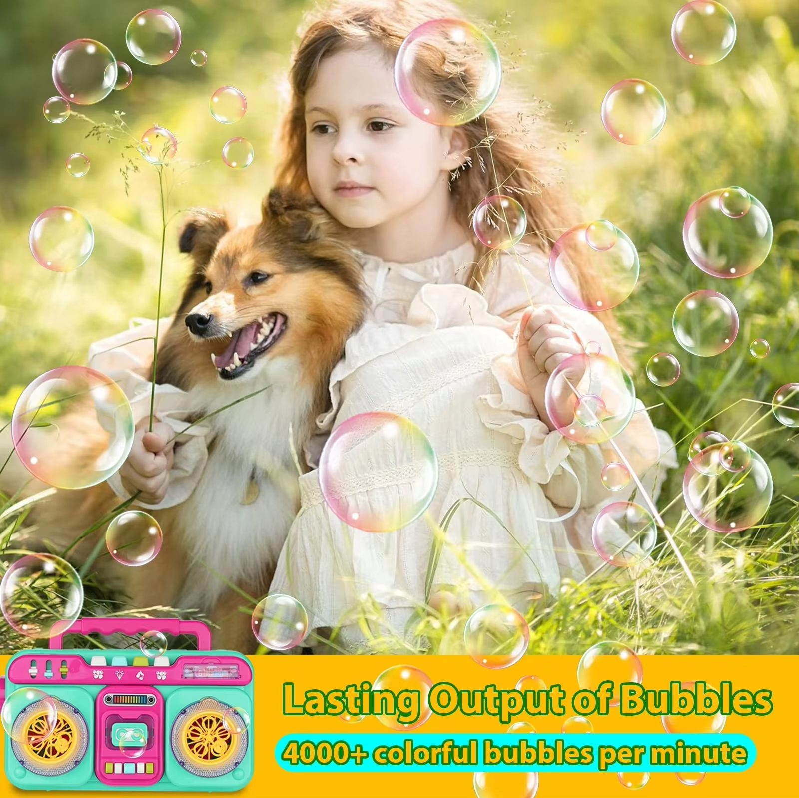 Automatic Bubble Machine with Music and Flashlight - Perfect for Kids' Parties and Outdoor Fun (10)