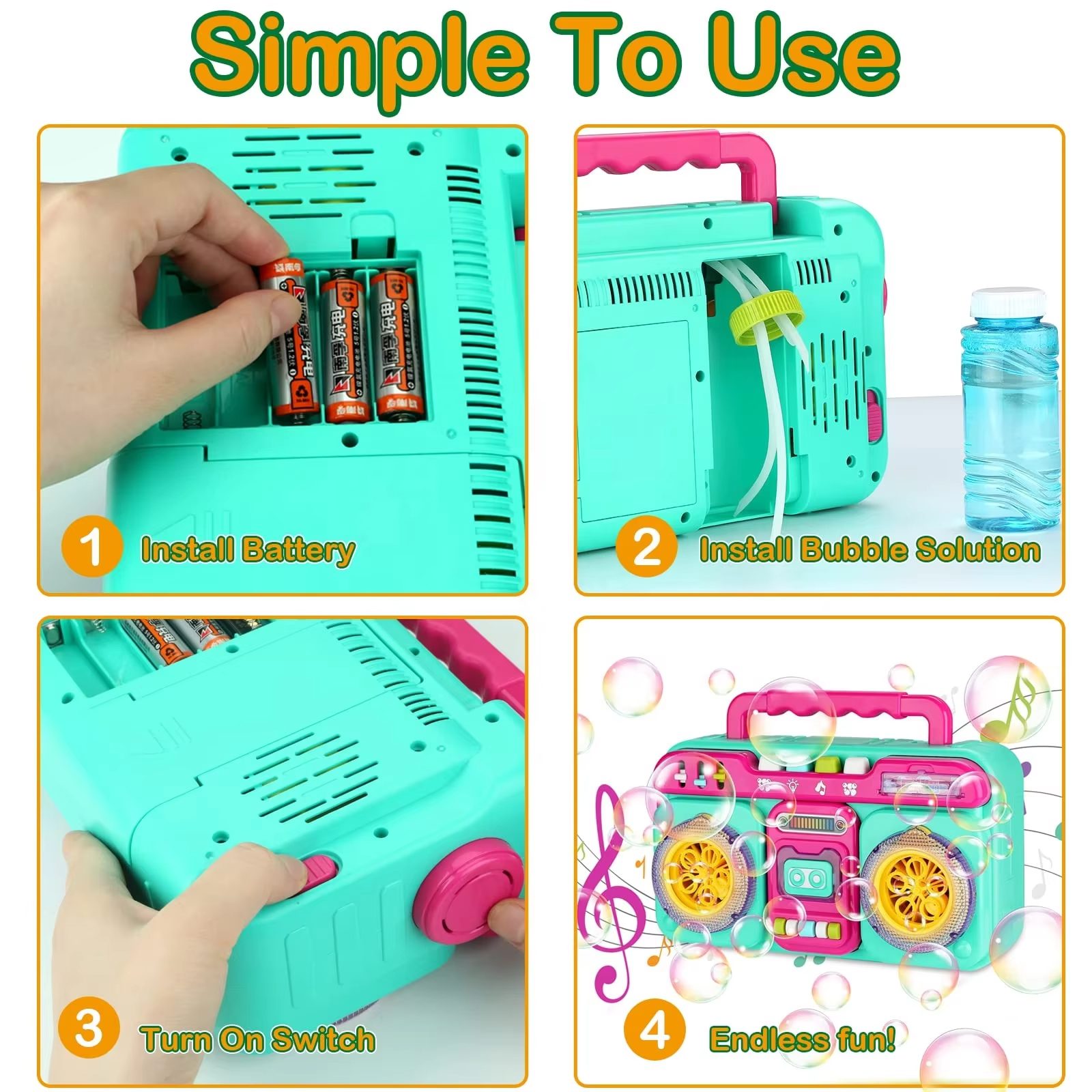 Automatic Bubble Machine with Music and Flashlight - Perfect for Kids' Parties and Outdoor Fun (7)