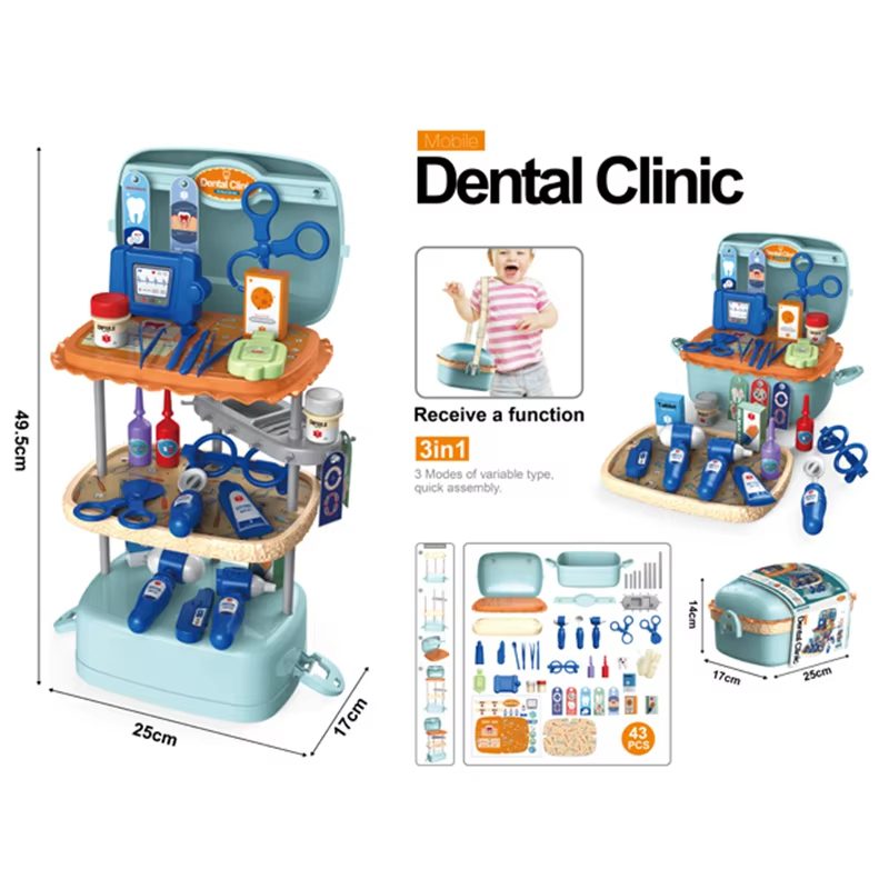 Dental Clinic Play-set with 43PCS Accessories 3-in-1 Kids' Set - Perfect for Aspiring Little Dentists (14)