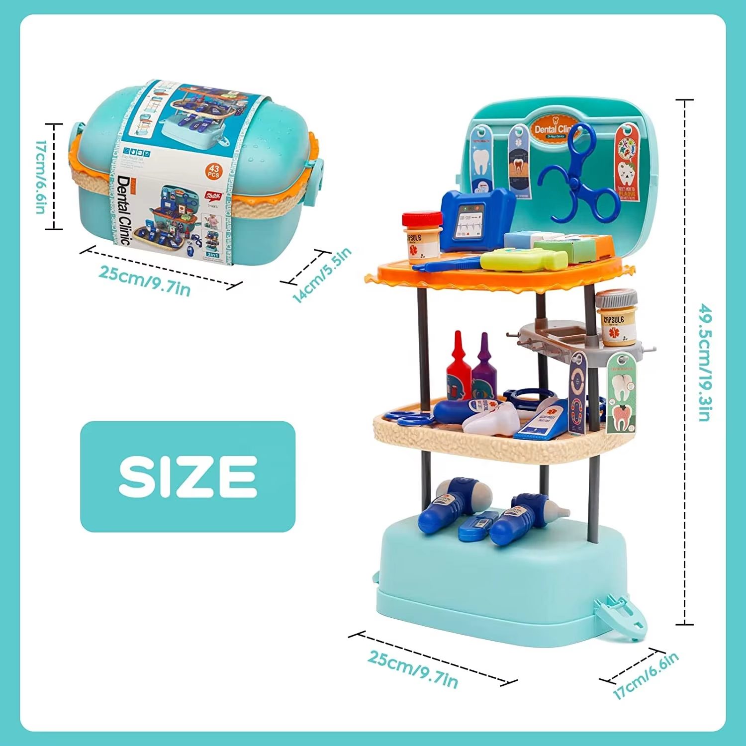 Dental Clinic Play-set with 43PCS Accessories 3-in-1 Kids' Set - Perfect for Aspiring Little Dentists (5)