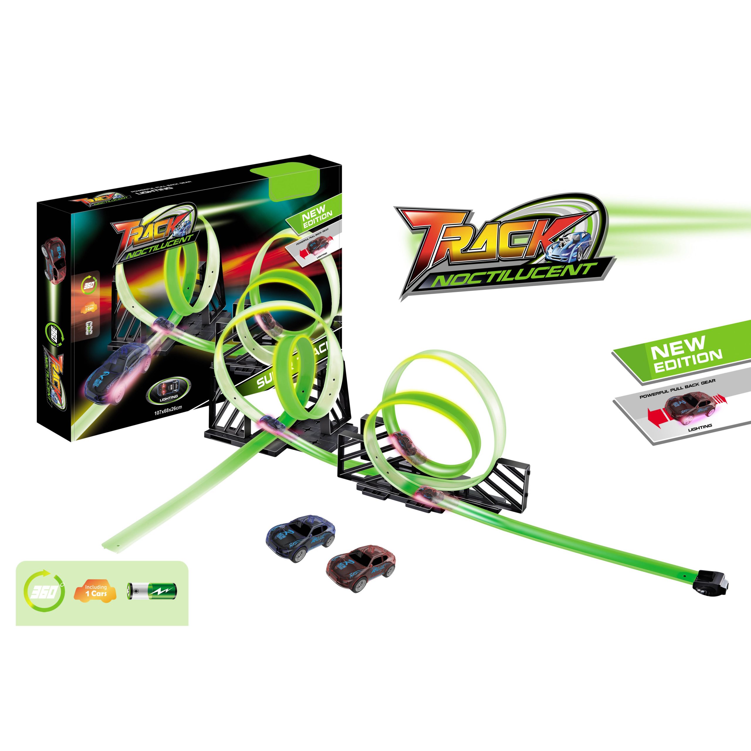 Glow Track Set Including Two Luminous Pull Back Car Fluorescent Track Accessories High Speed Super Loop Speedway (1)