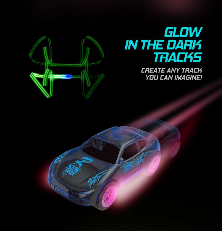 Glow Track Set Including Two Luminous Pull Back Car Fluorescent Track Accessories High Speed Super Loop Speedway (18)