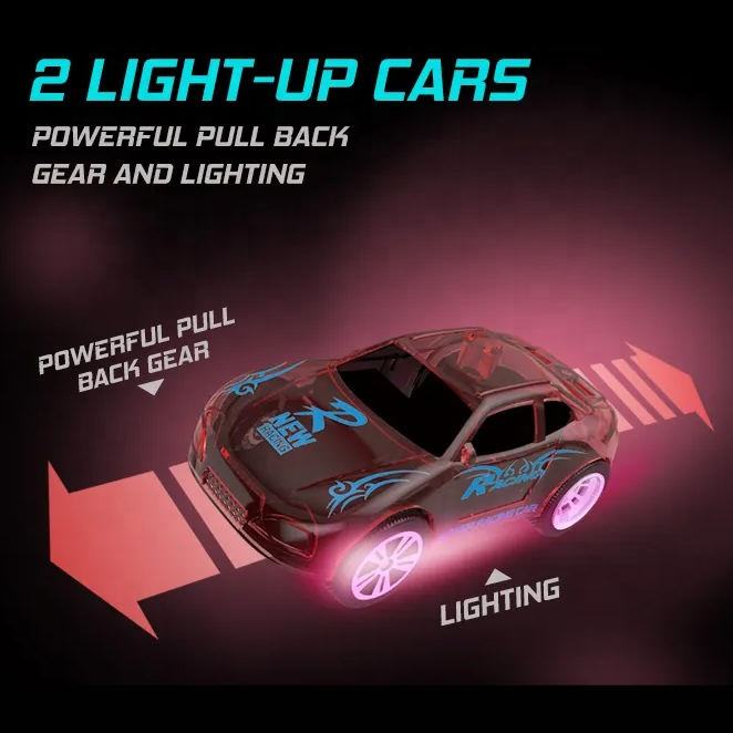 Glow Track Set Including Two Luminous Pull Back Car Fluorescent Track Accessories High Speed Super Loop Speedway (19)