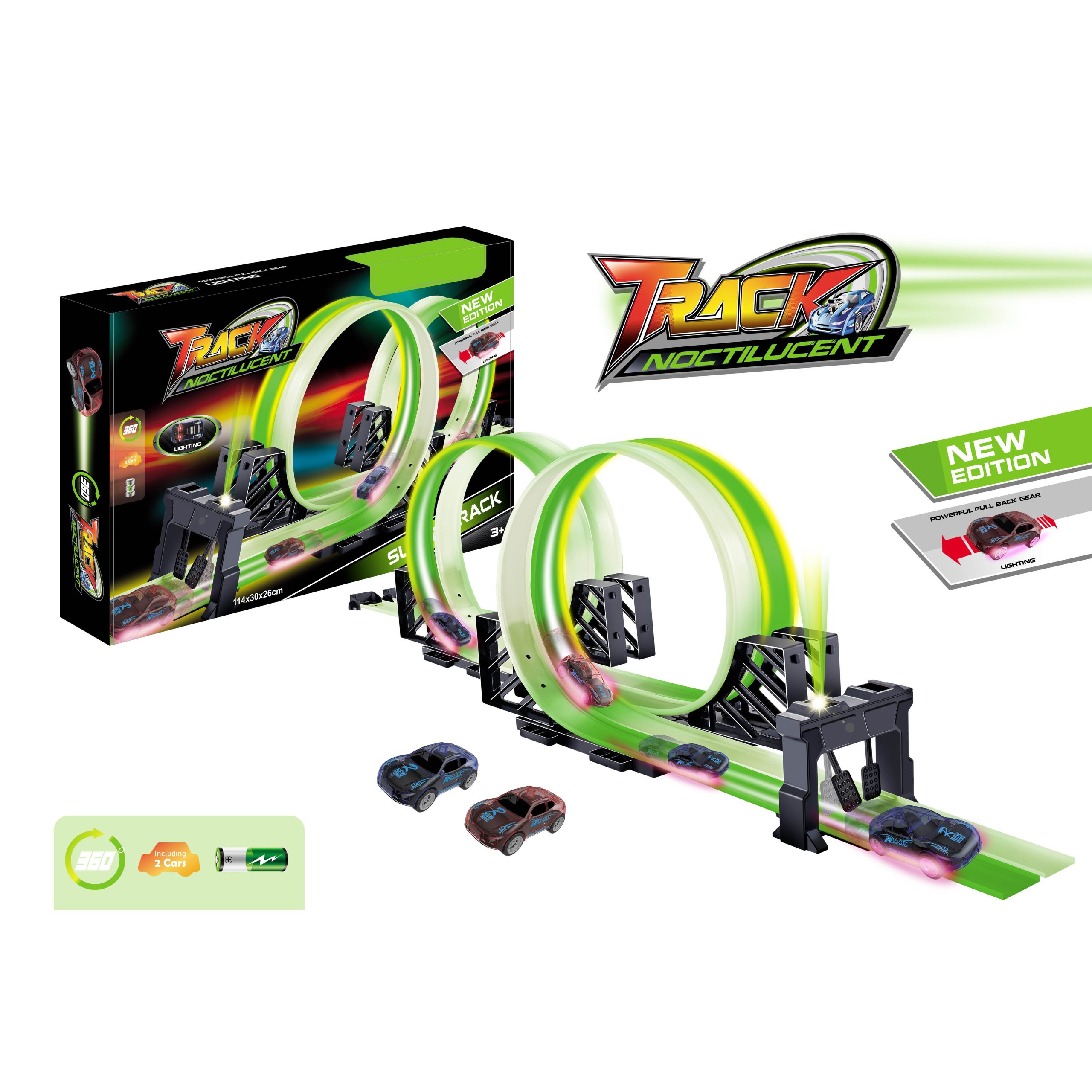 Glow Track Set Including Two Luminous Pull Back Car Fluorescent Track Accessories High Speed Super Loop Speedway (23)
