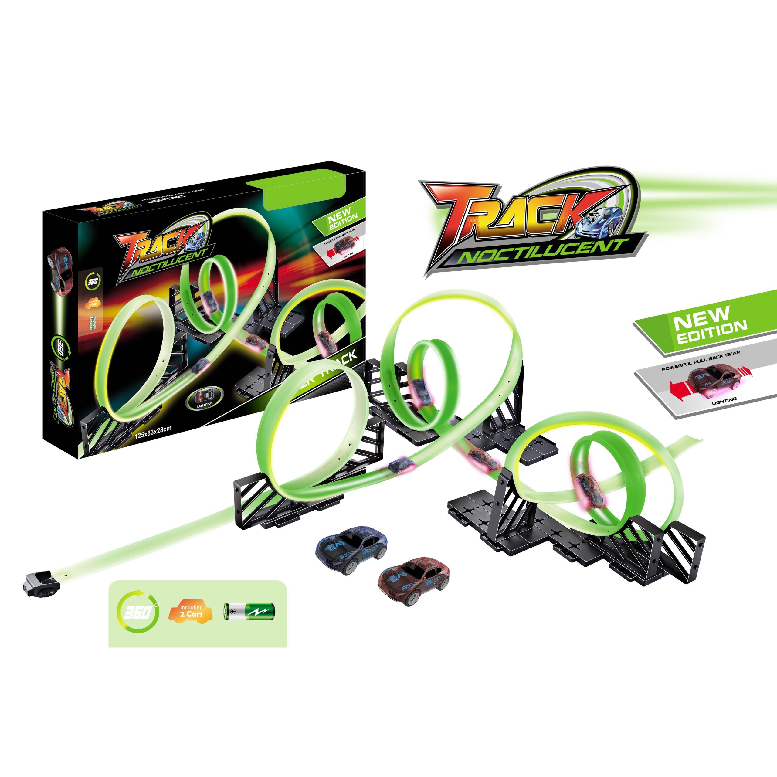 Glow Track Set Including Two Luminous Pull Back Car Fluorescent Track Accessories High Speed Super Loop Speedway (7)