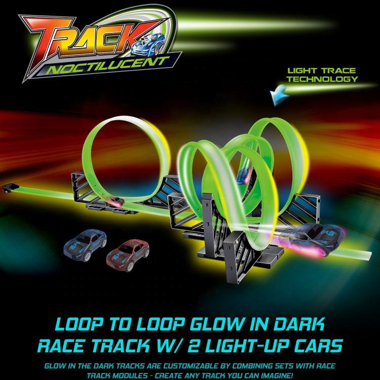 Glow Track Set Including Two Luminous Pull Back Car Fluorescent Track Accessories High Speed Super Loop Speedway (9)