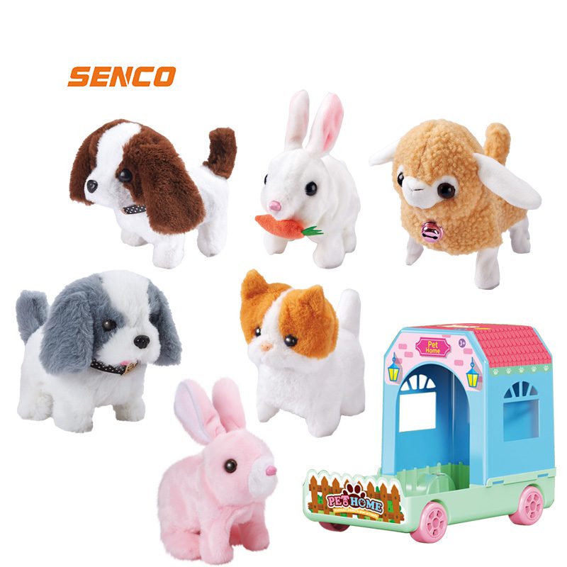 Interactive Plush Pet - 4pcs Set for Happy Childhood, Walks & Shakes on Command