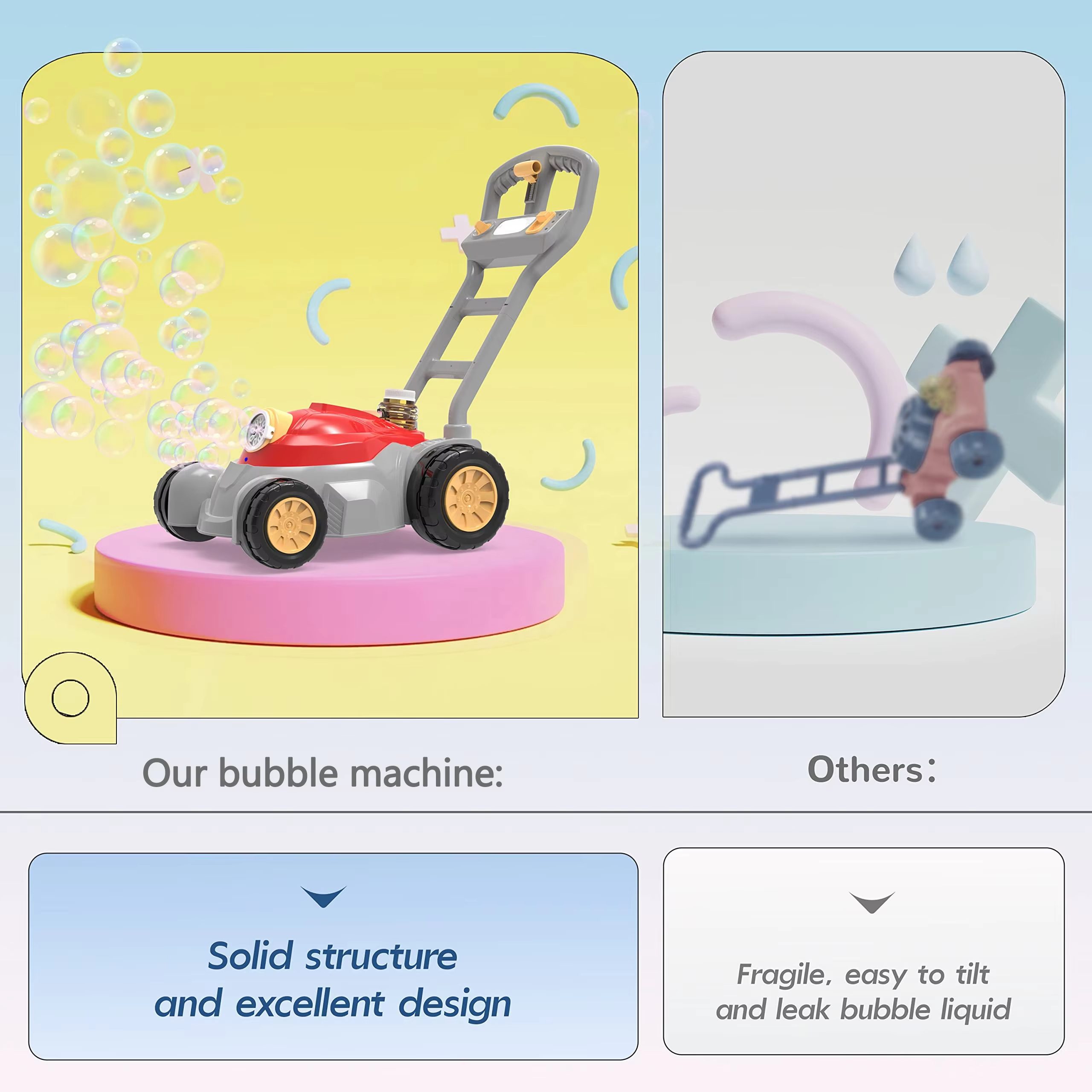 Lawn Mower Bubble Machine for Kids - Fun, Automatic, and Leak-Proof Bubble Making Toy (10)