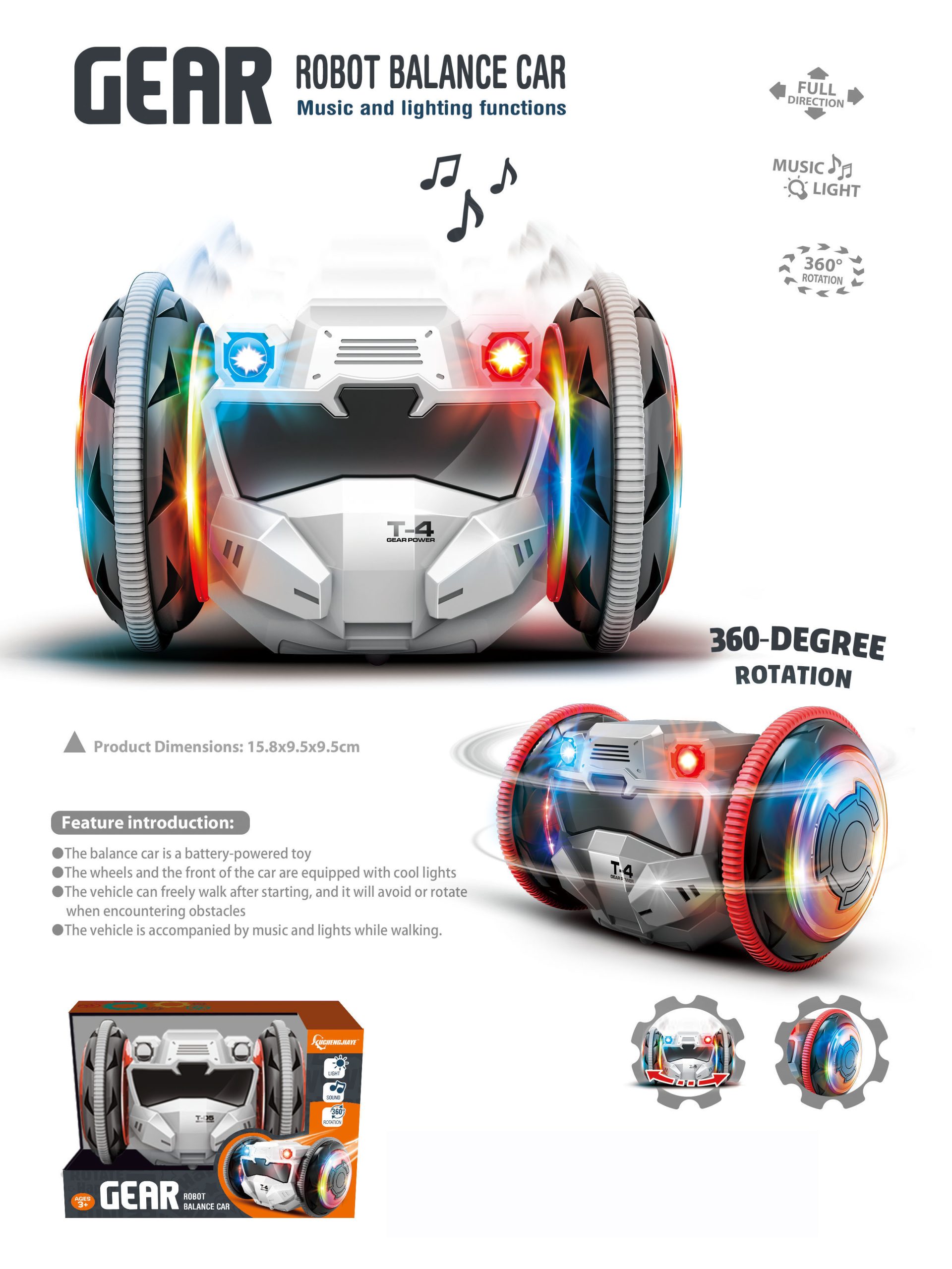 Robot Balance Car with Music, Lights, and 360° Rotation - Interactive Battery-Powered Toy for Kids (10)