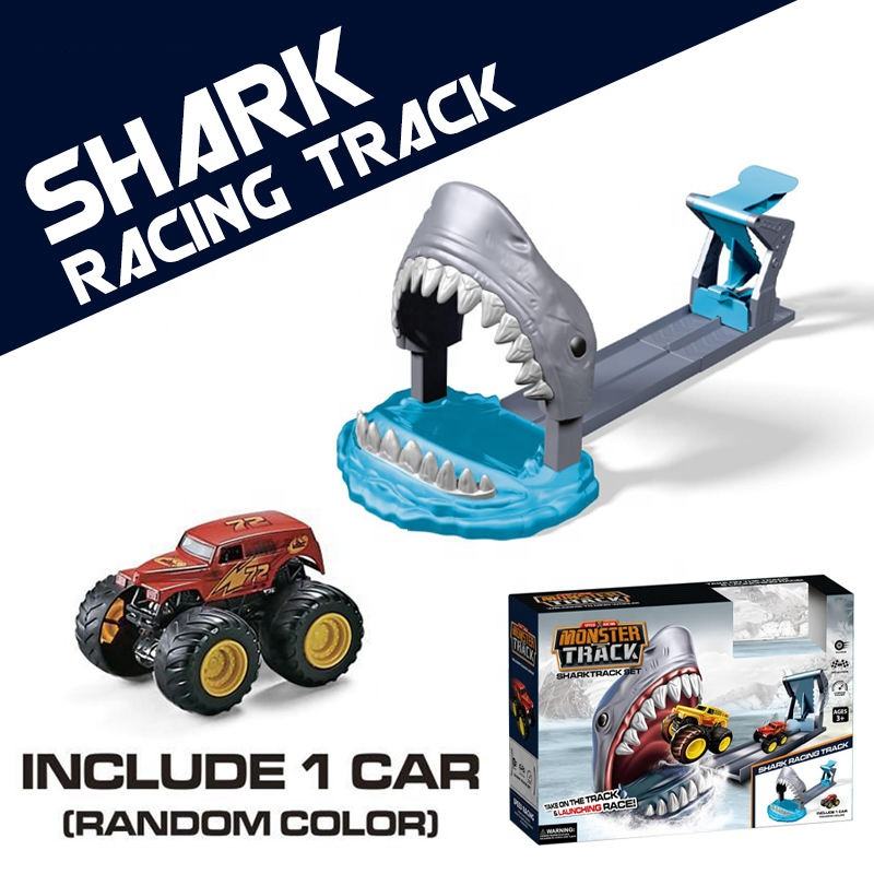 Shark Race Track Toys Interesting Shark Boys Ejection Car Track Catapult Toy Kids Gift Toys Ejection Launching Track (18)