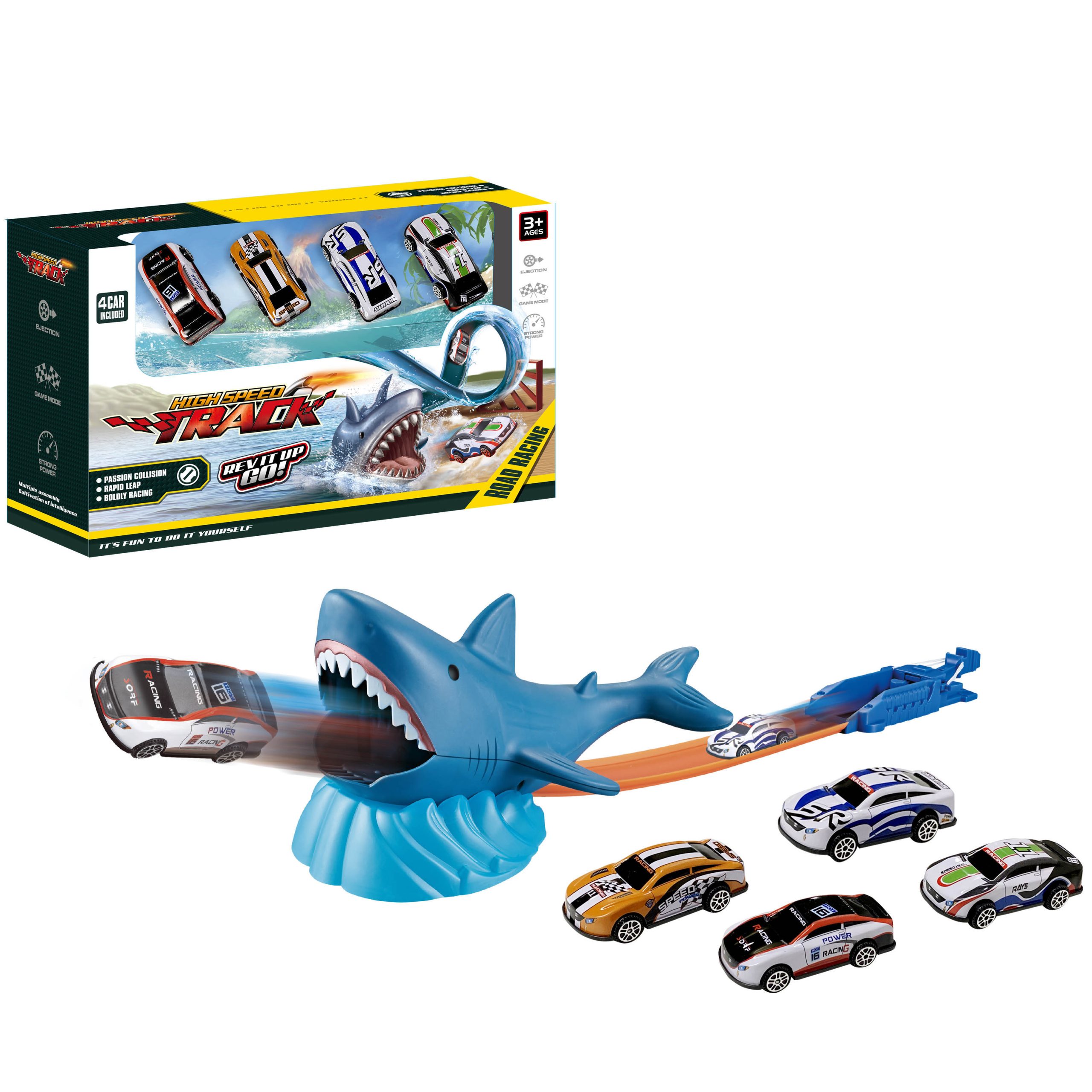 Shark Race Track Toys Interesting Shark Boys Ejection Car Track Catapult Toy Kids Gift Toys Ejection Launching Track (22)