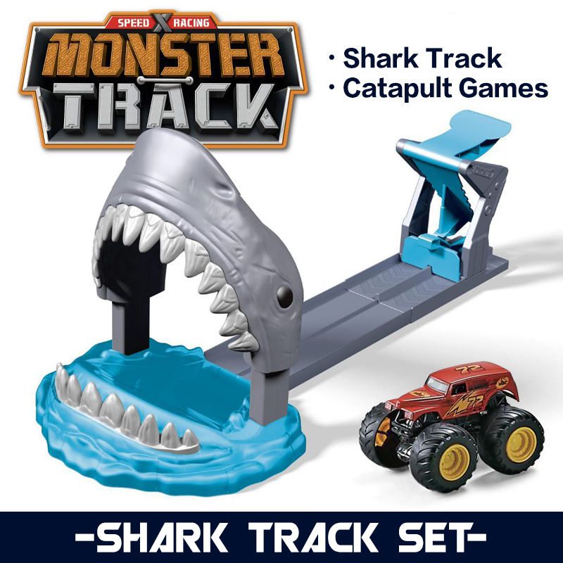 Shark Race Track Toys Interesting Shark Boys Ejection Car Track Catapult Toy Kids Gift Toys Ejection Launching Track (4)