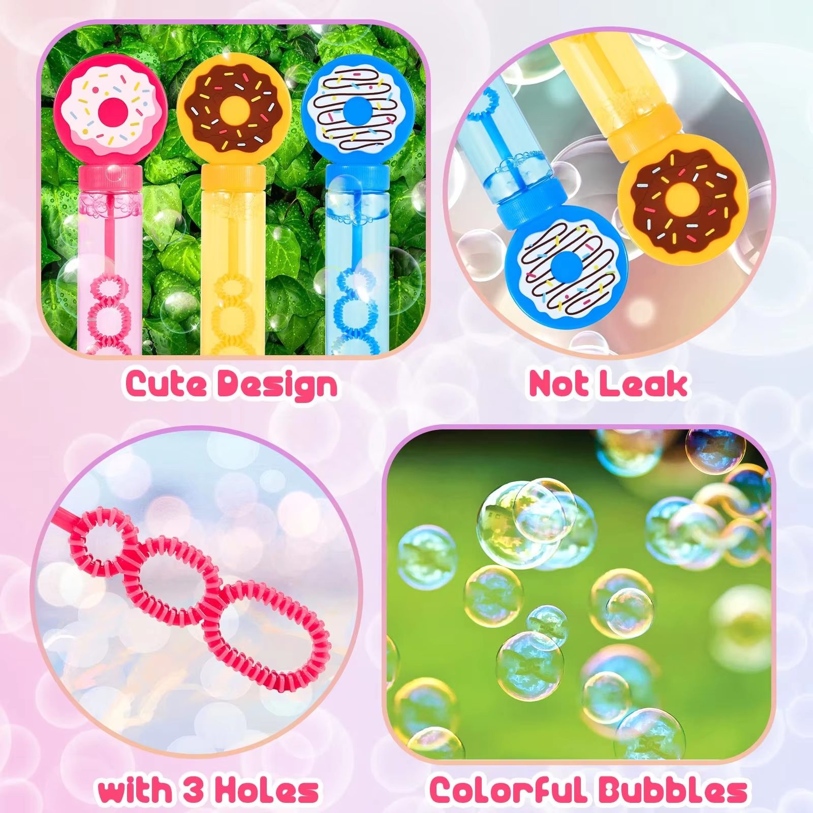Donuts Bubble Wands Fun, Cute, and Colorful Bubble Toys for Party Favors and Outdoor Play (10)