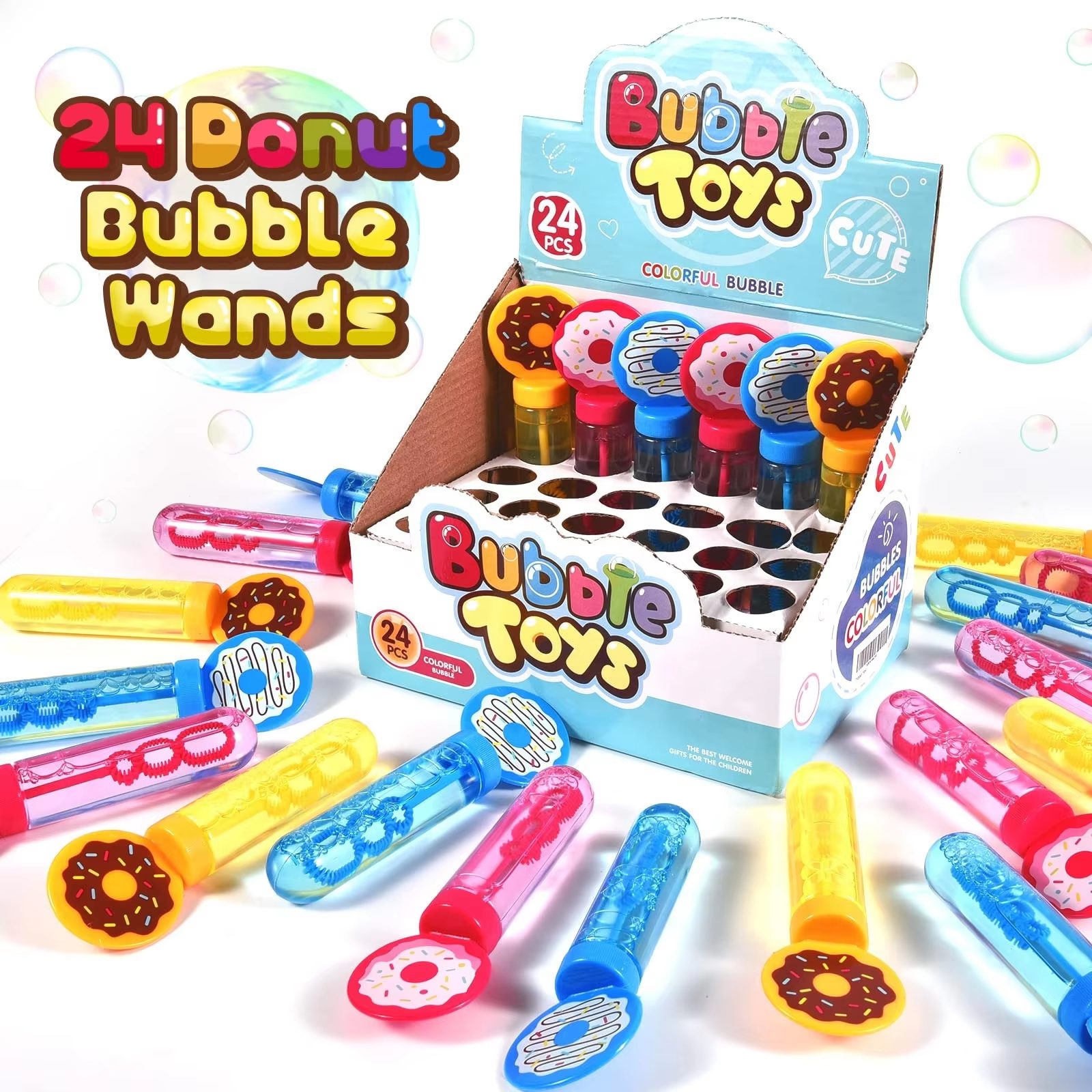 Donuts Bubble Wands Fun, Cute, and Colorful Bubble Toys for Party Favors and Outdoor Play (11)