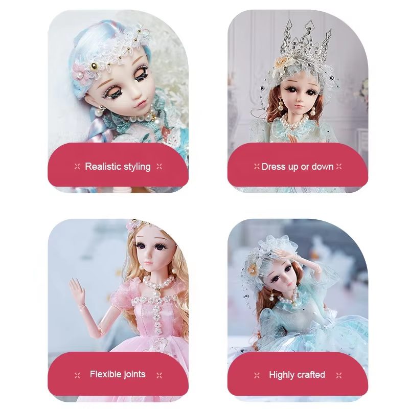 Elegant Cartoon Style Dolls with Articulated Joints and SD Eyes - Perfect for Dress-Up and Play (10)