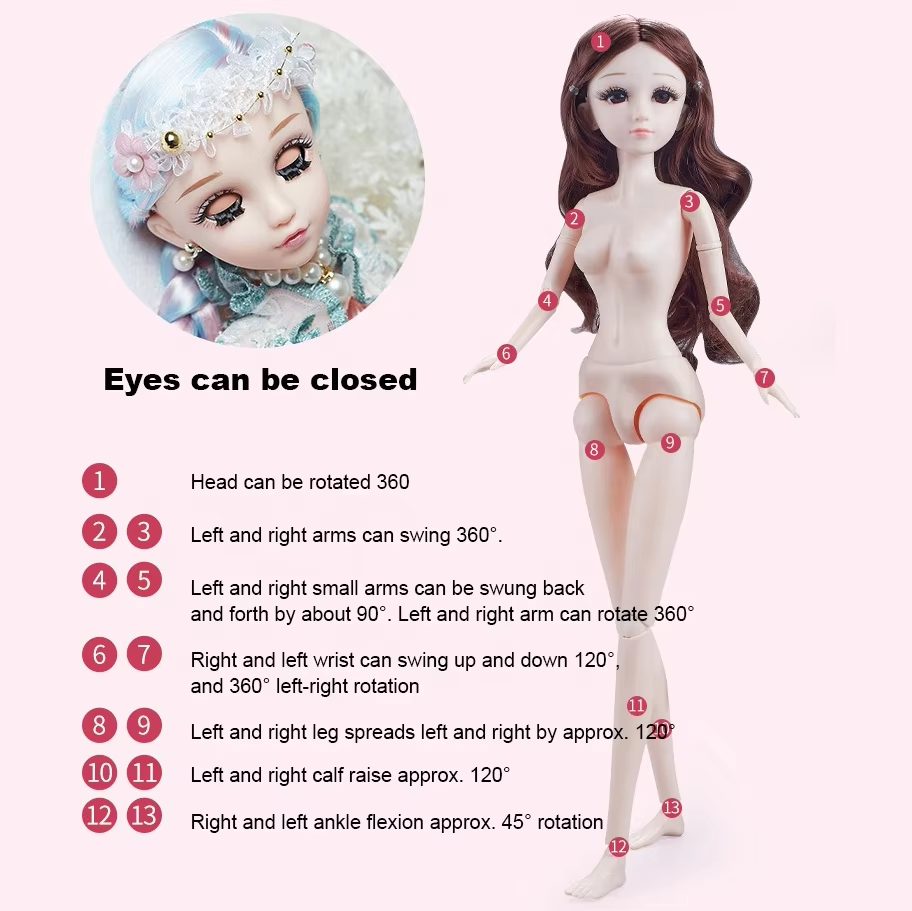 Elegant Cartoon Style Dolls with Articulated Joints and SD Eyes - Perfect for Dress-Up and Play (9)