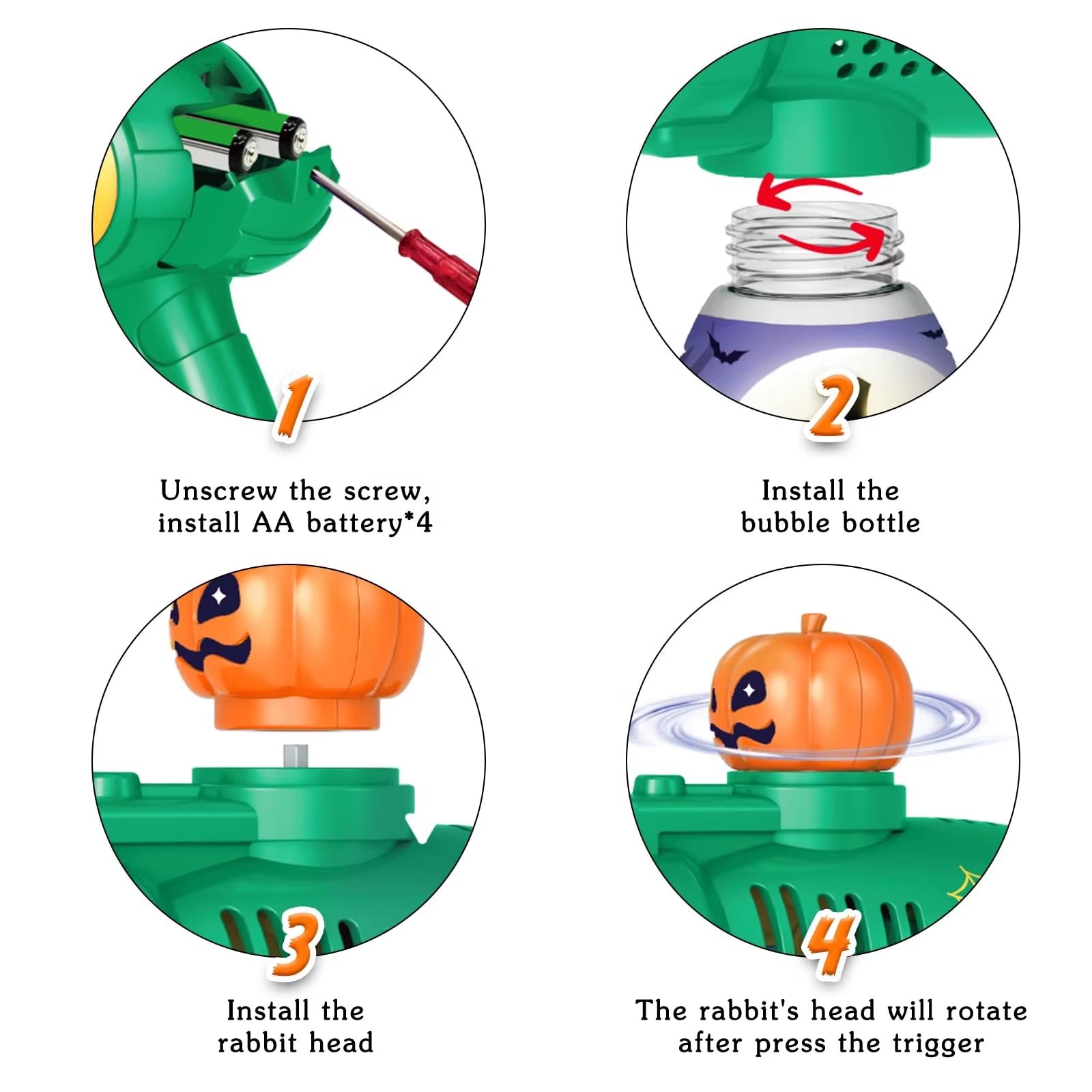 Halloween Bubble Gun Kit Leak-Proof Design with LED Lights and Safe ABS Material for Kids (10)