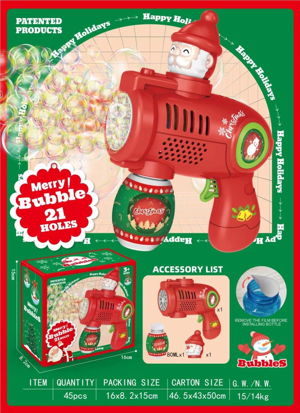 Halloween Bubble Gun Kit Leak-Proof Design with LED Lights and Safe ABS Material for Kids (12)