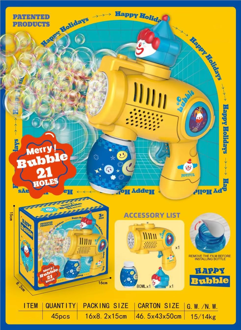 Halloween Bubble Gun Kit Leak-Proof Design with LED Lights and Safe ABS Material for Kids (13)