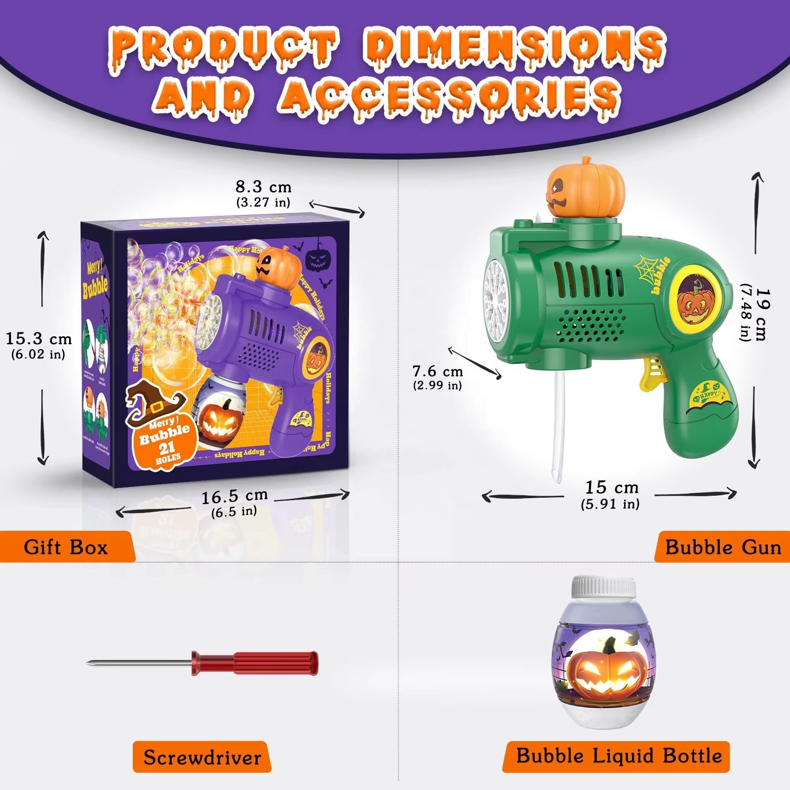 Halloween Bubble Gun Kit Leak-Proof Design with LED Lights and Safe ABS Material for Kids (6)