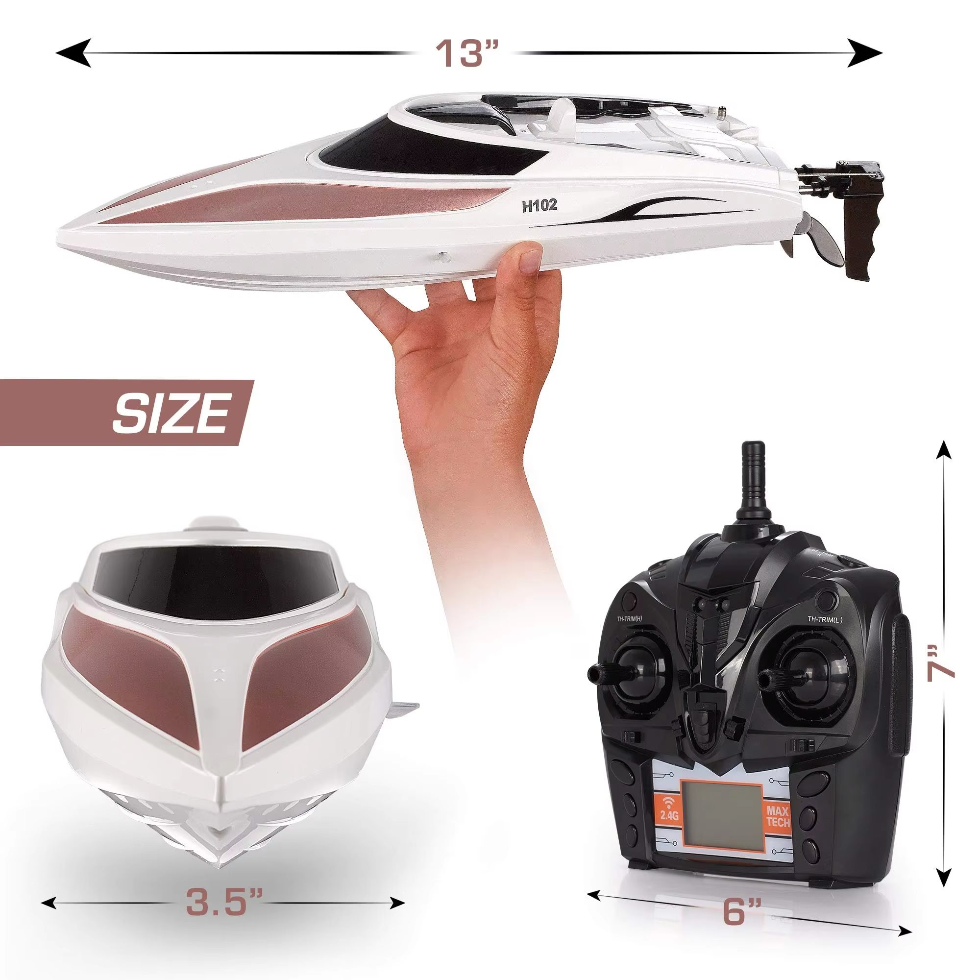High-Speed Remote Control Boat with 2.4 GHz 4-Channel Racing 20 MPH, 150m Range, and Premium Durable Construction for Freshwater Excitement (6)
