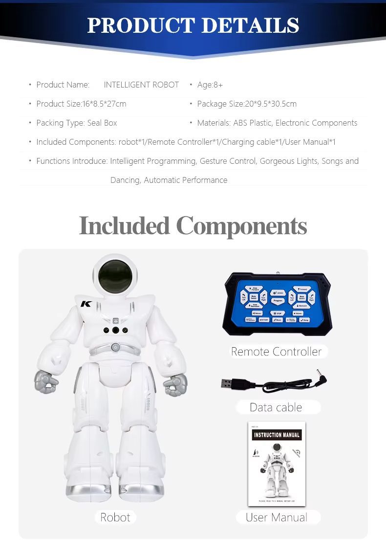 Intelligent Programmable Robot Toy with Gesture Sensing - Infrared Remote Control, LED Lights, and Auto Demo for Kids (8)