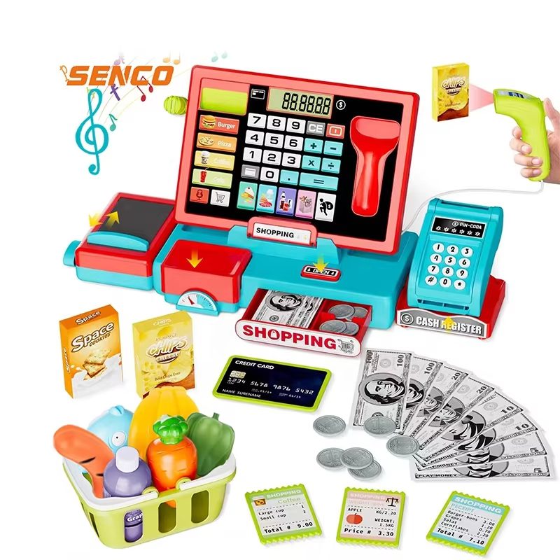 Kids Cash Register Toy Set Interactive Learning with Real Calculator & Play Money for Early Math Skills Development (6)
