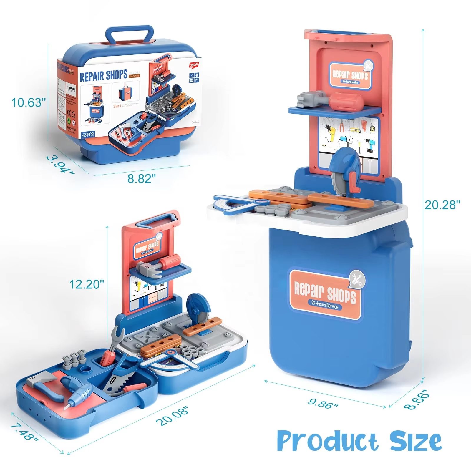 Kids Tool Play-set 43-Piece Repair Shop Playset for Creative Learning and Safe Play (12)